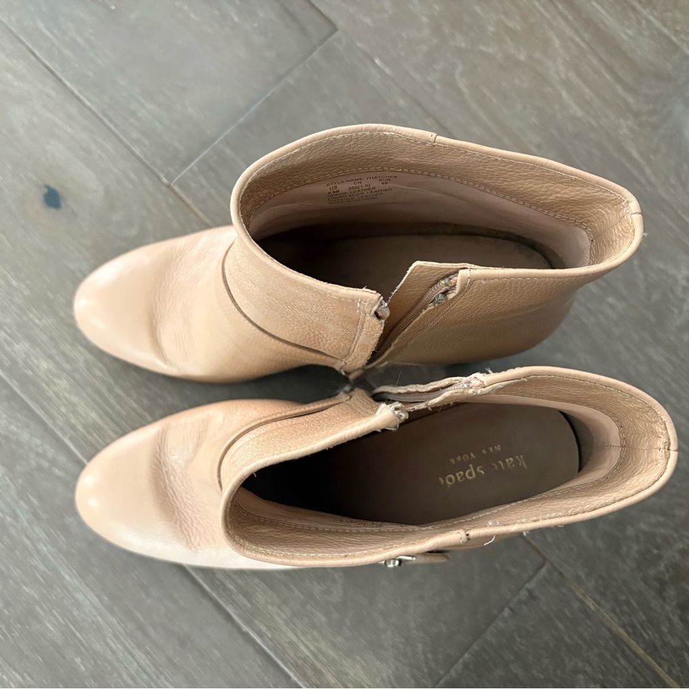 Kate Spade Nude Leather Thatcher Ankle Booties 9.5 - Picture 6 of 8